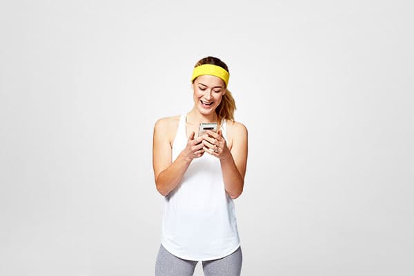 Women with iphone tile