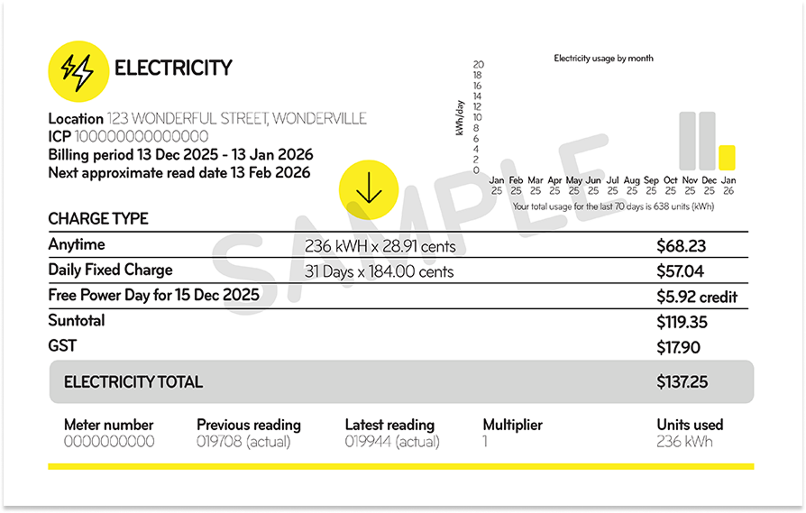 Sample of a Mercury bill statement