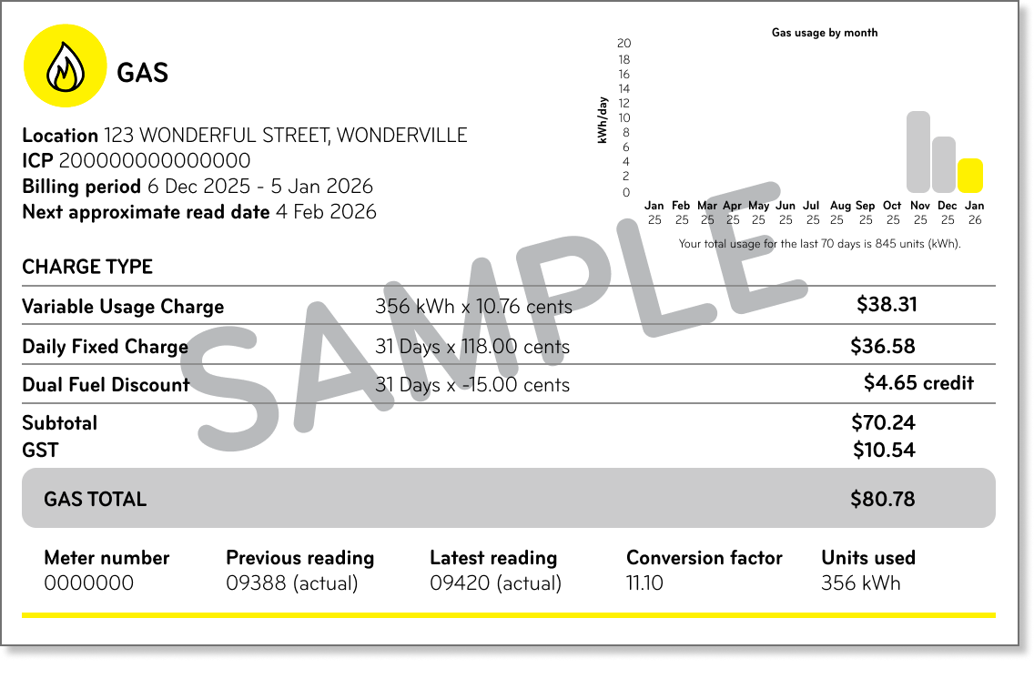 gas bill sample