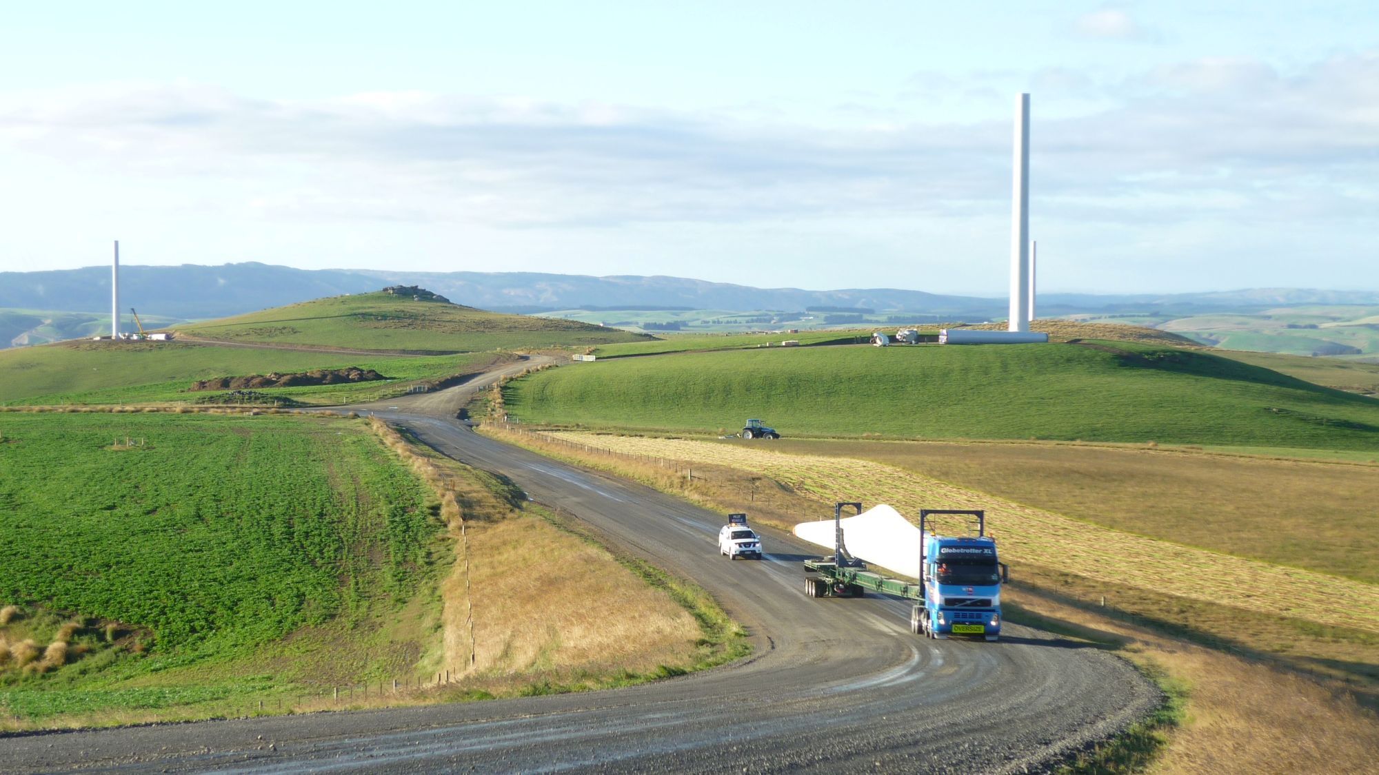 Transporting the turbine components to site when the wind farm was constructed between 2010-2011.