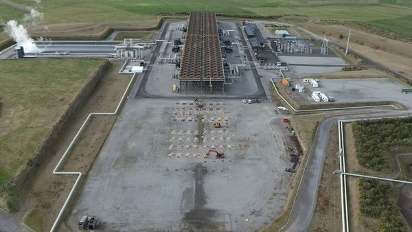 Aerial photo of Ngā Tamariki Geothermal Station before 5th generation unit built - May 2024