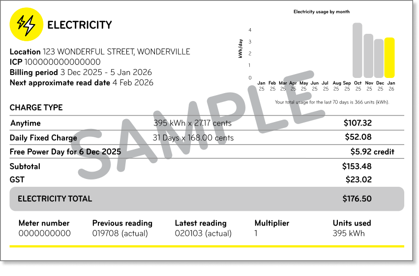 electricity bill sample